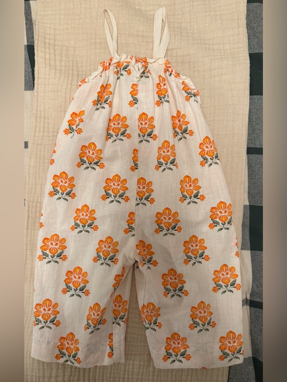 ZARA Kids White Floral Orange Print Jumpsuit